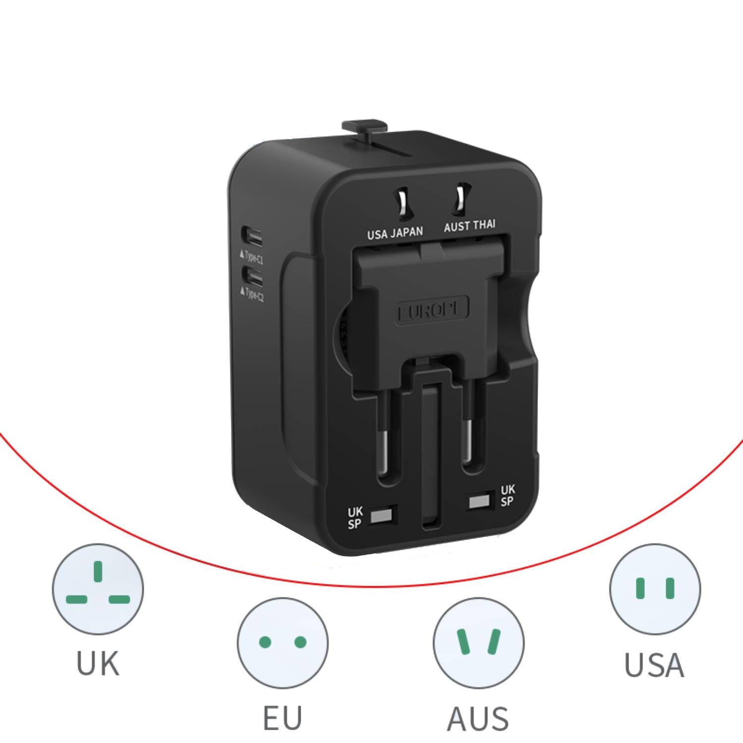 Dual Type C USB A Universal Travel Adapter 6