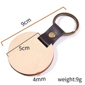 Engraved Wooden w/ Leather Keychain 3