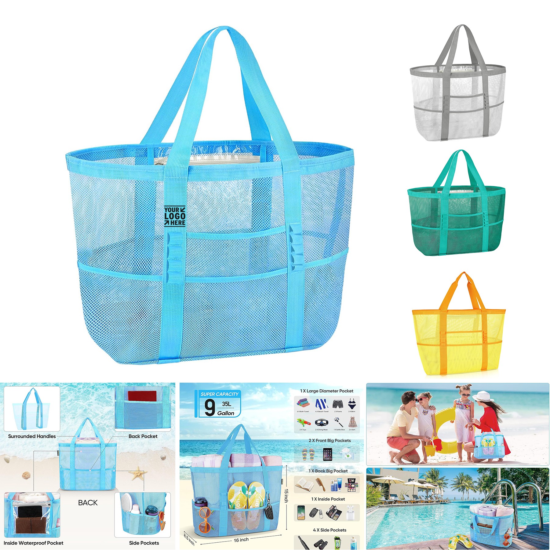 Toys Towel Large Mesh Beach Tote Pool Bag 2