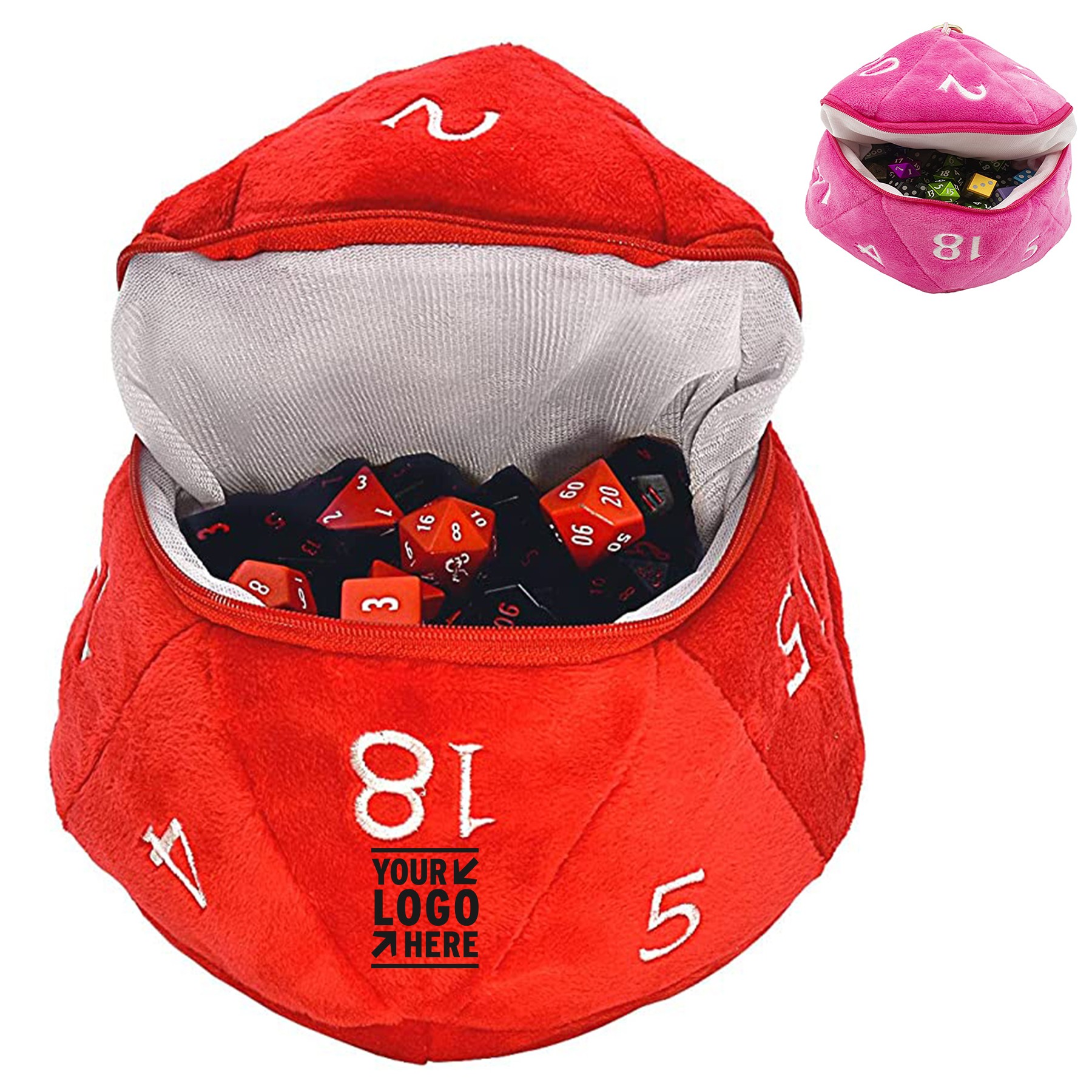 20 Sided Plush Dice Pouch Bag for Dungeons and Dragons 3