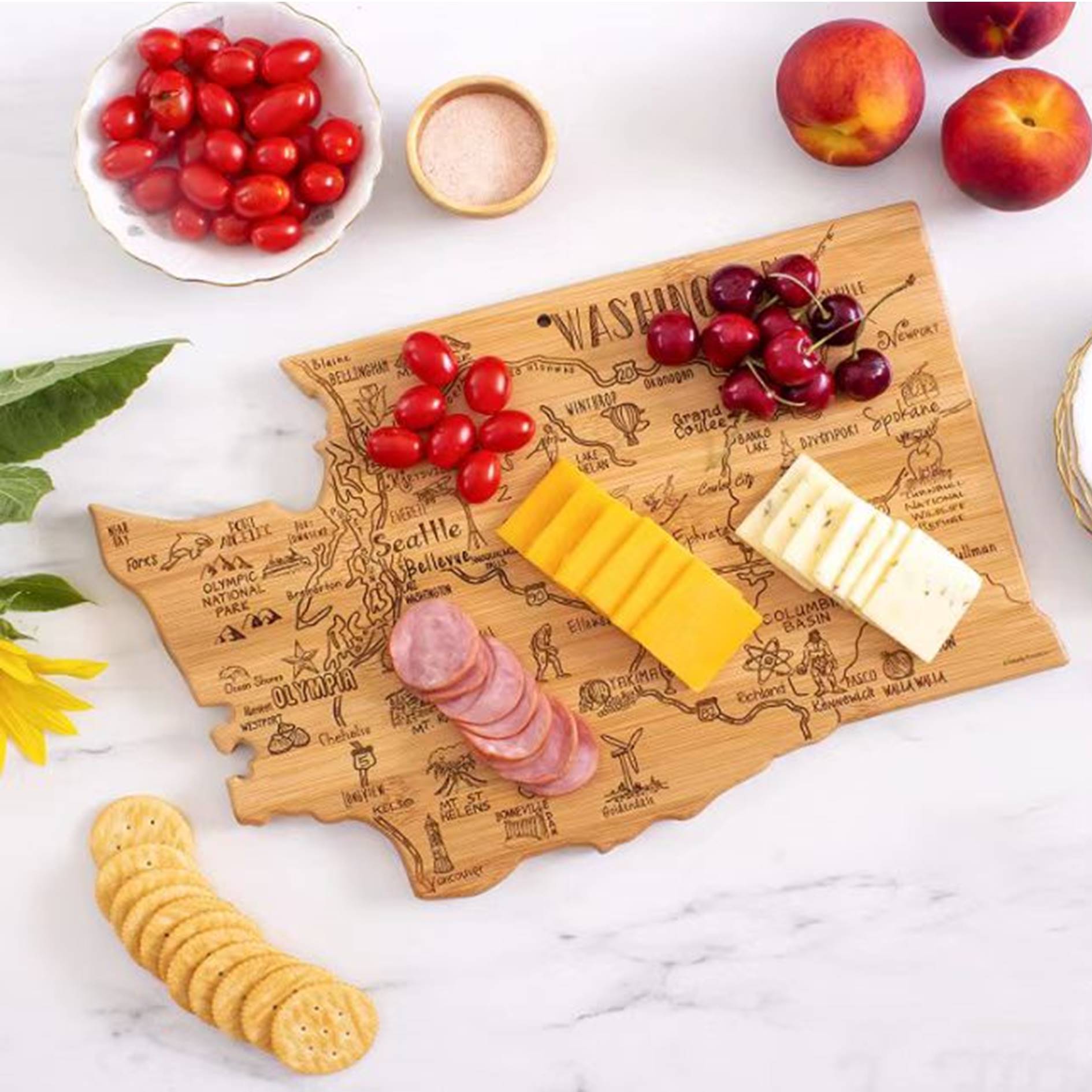 Washington Shaped Wooden Cutting Board 1