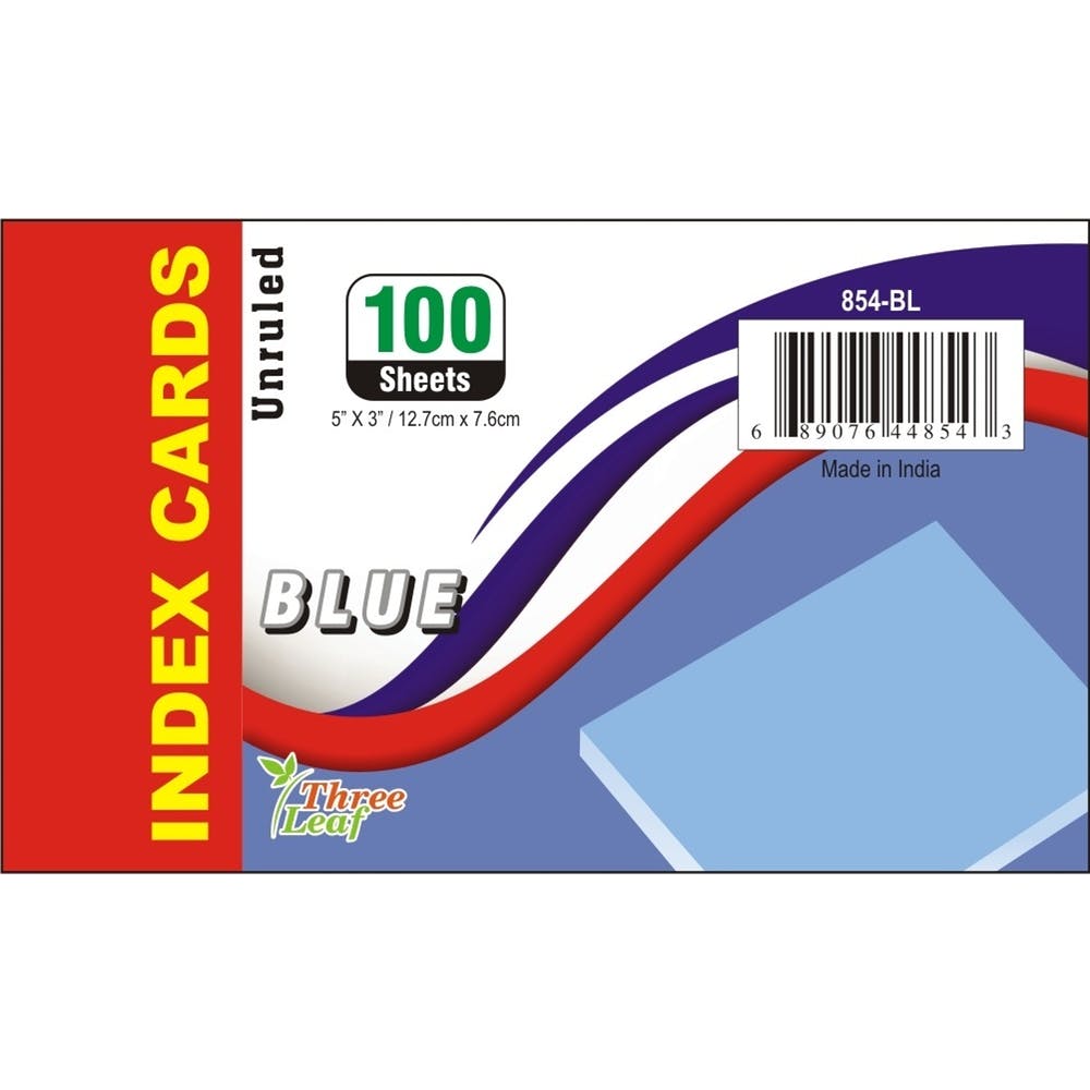 3" x 5" Unruled Index Cards - Blue 100 Count 2