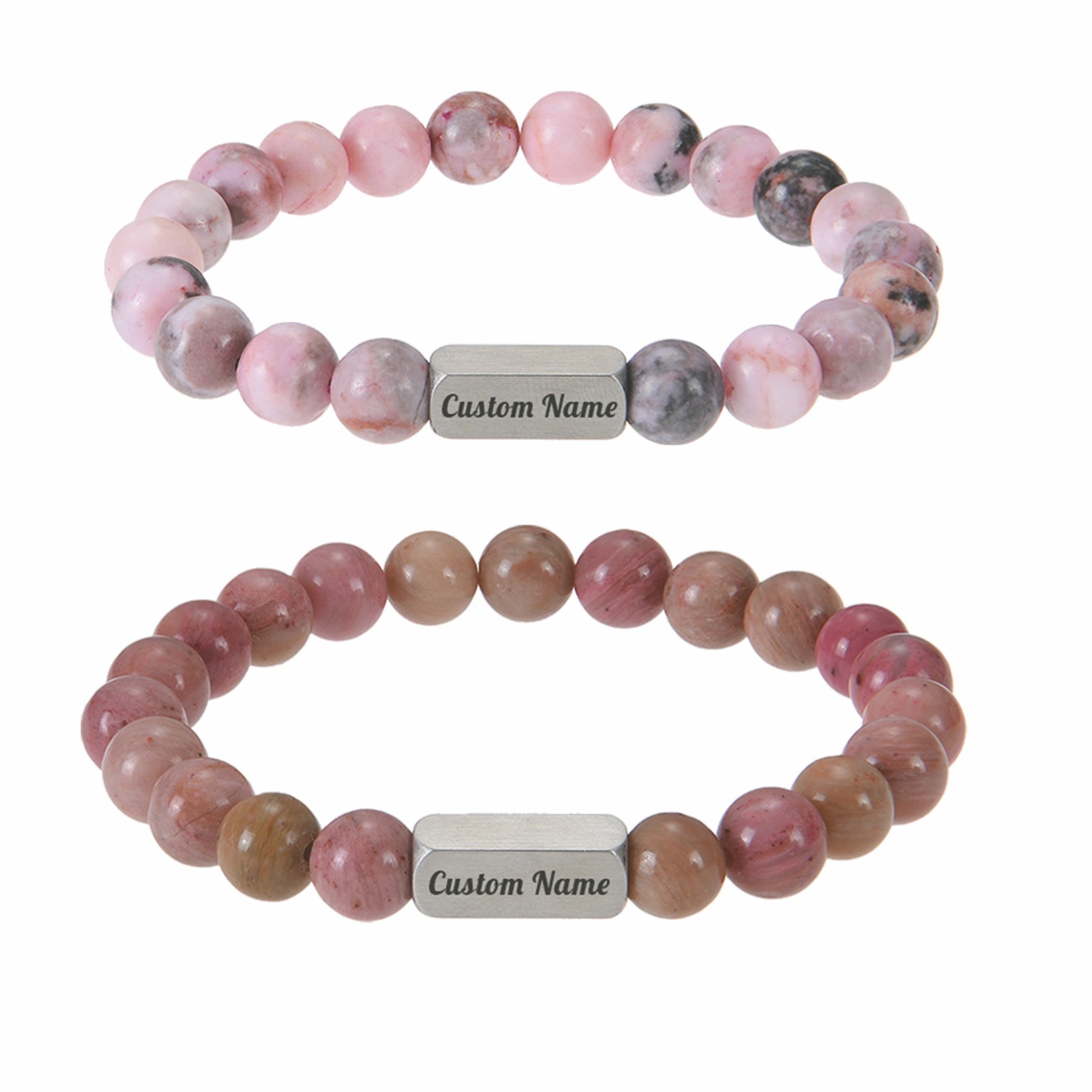 Custom Map Stone & Lava Stone Name Bracelet 3