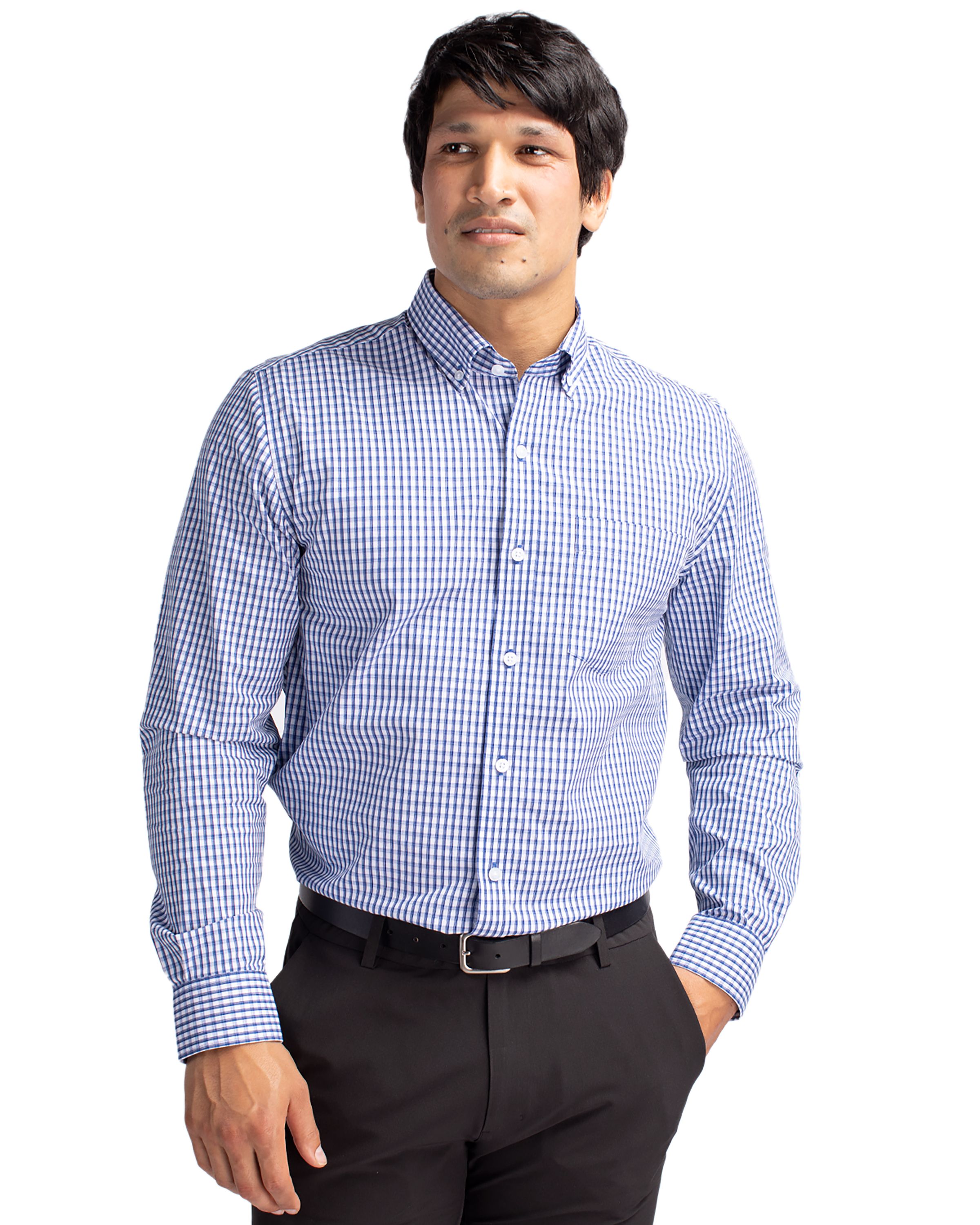 Easy Care Stretch Gingham Mens Big and Tall Long Sleeve Dress Shirt Big & Tall