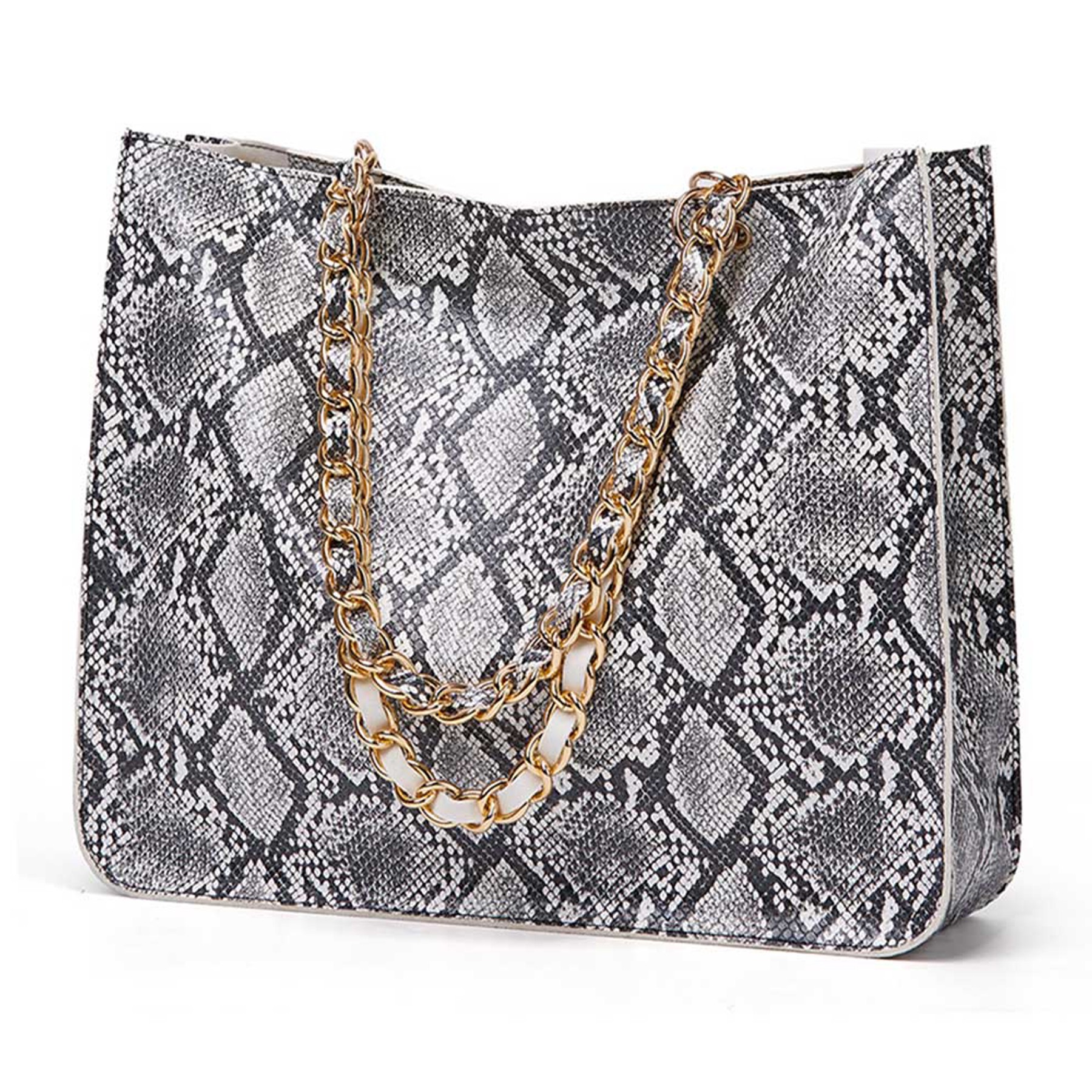 Women Snake Print Leather Tote Bag 5