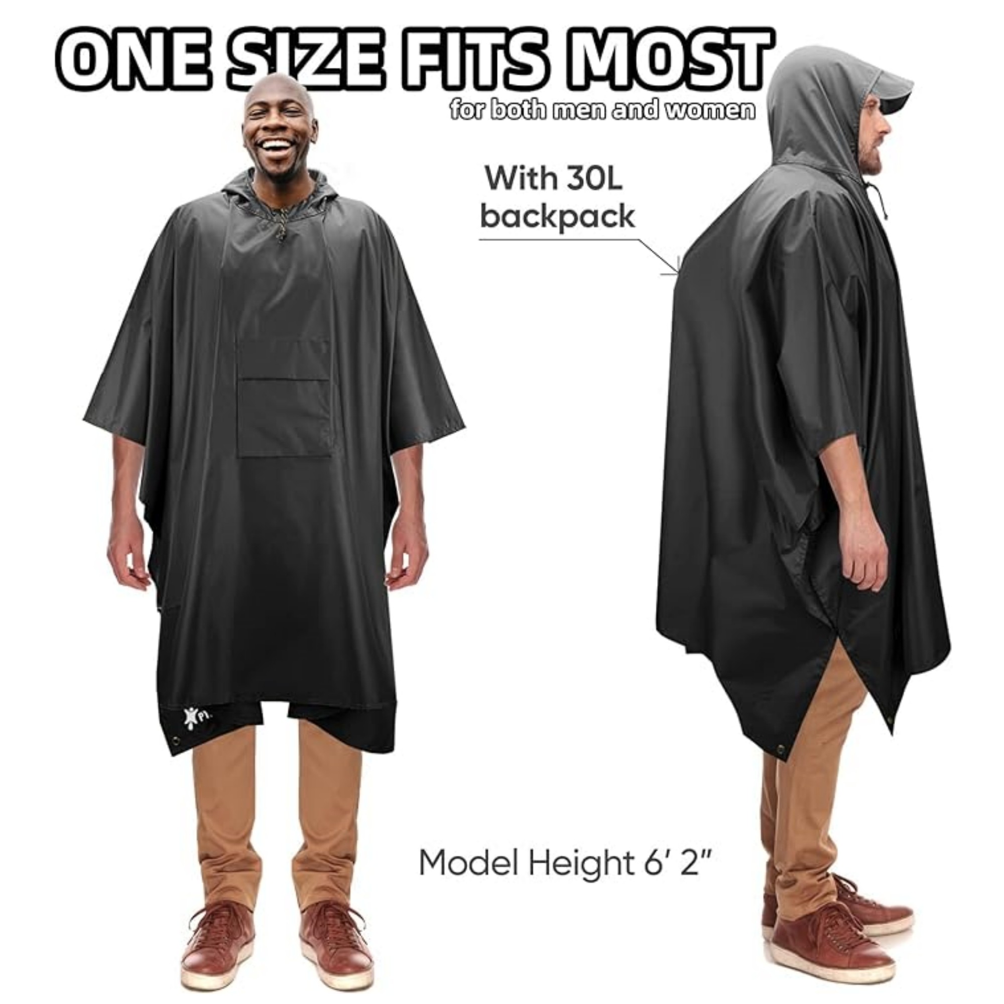 Hooded Rain Poncho with Pocket 5