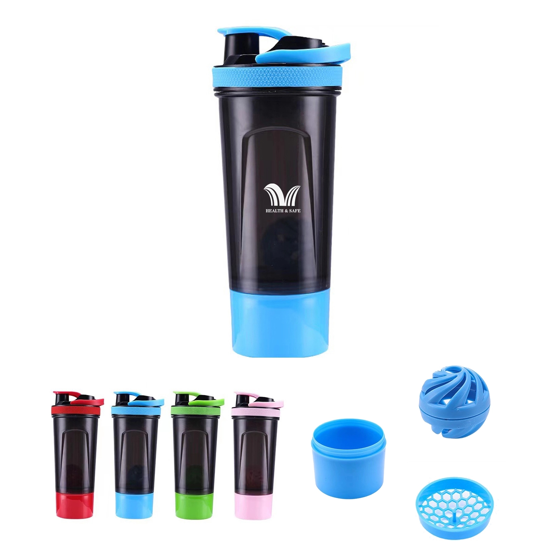 BlenderBottle Shaker Bottle 23.7OZ /Mixer Ball /Storage Jars 3