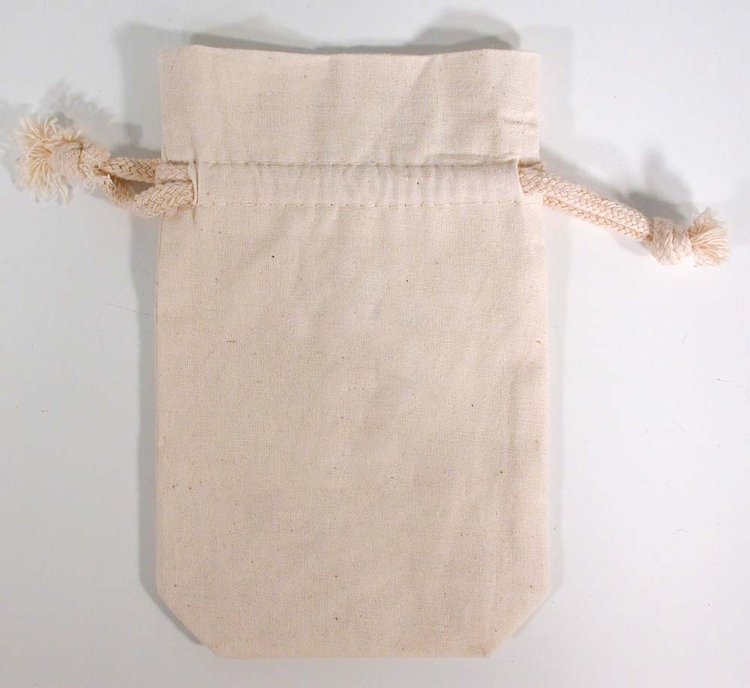 Weedy 100% Gusseted Natural Cotton Drawstring Bag 4.5x1x7" 2