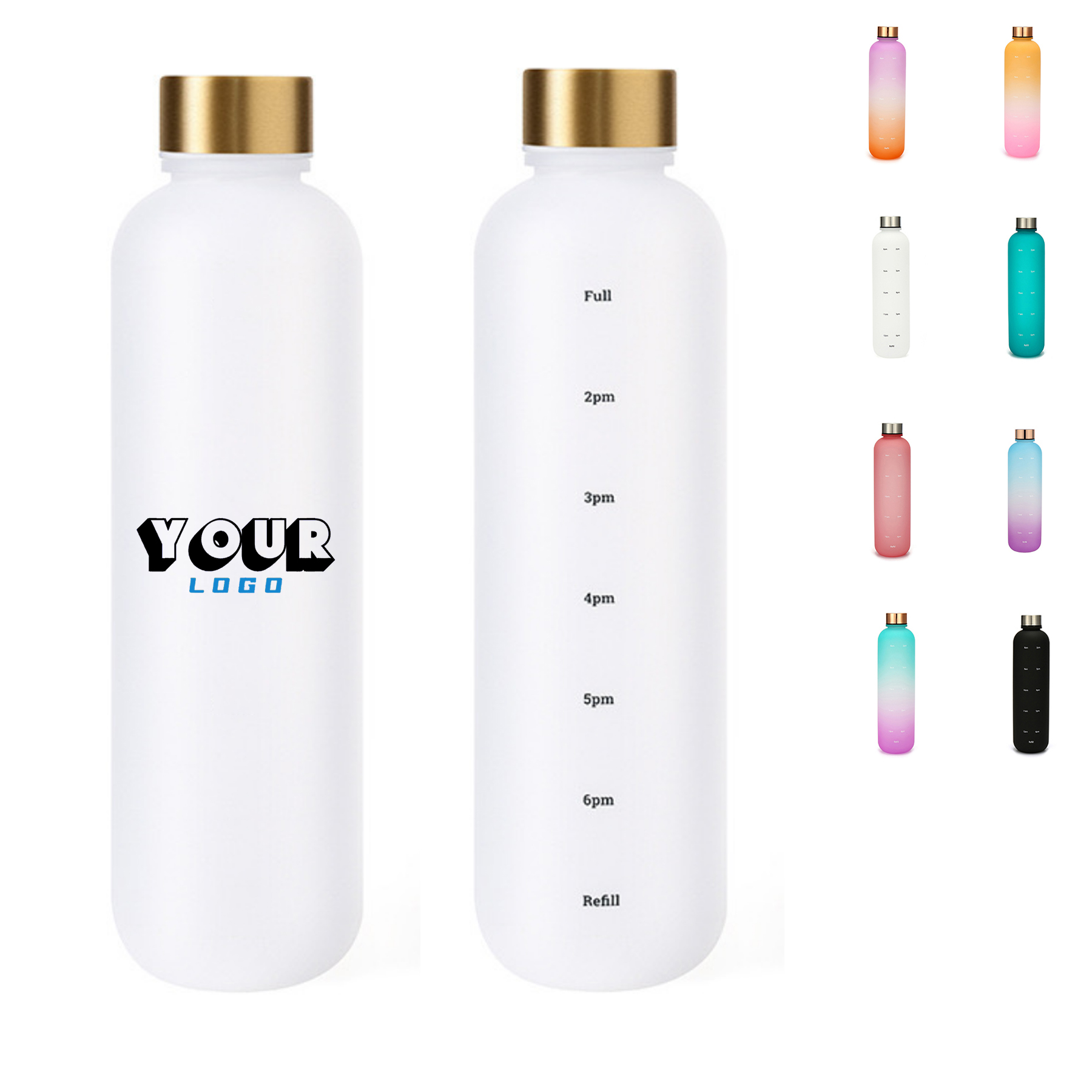 32oz BPA Free Motivational Water Bottle With Time Marker 10