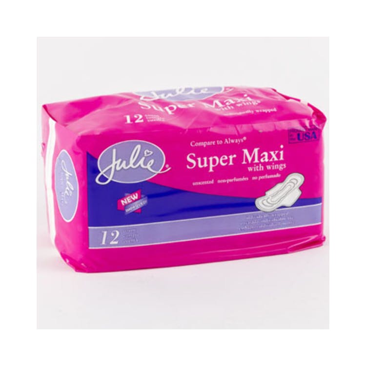 Julie Super Maxi Pads with Wings - 12 Pack 1