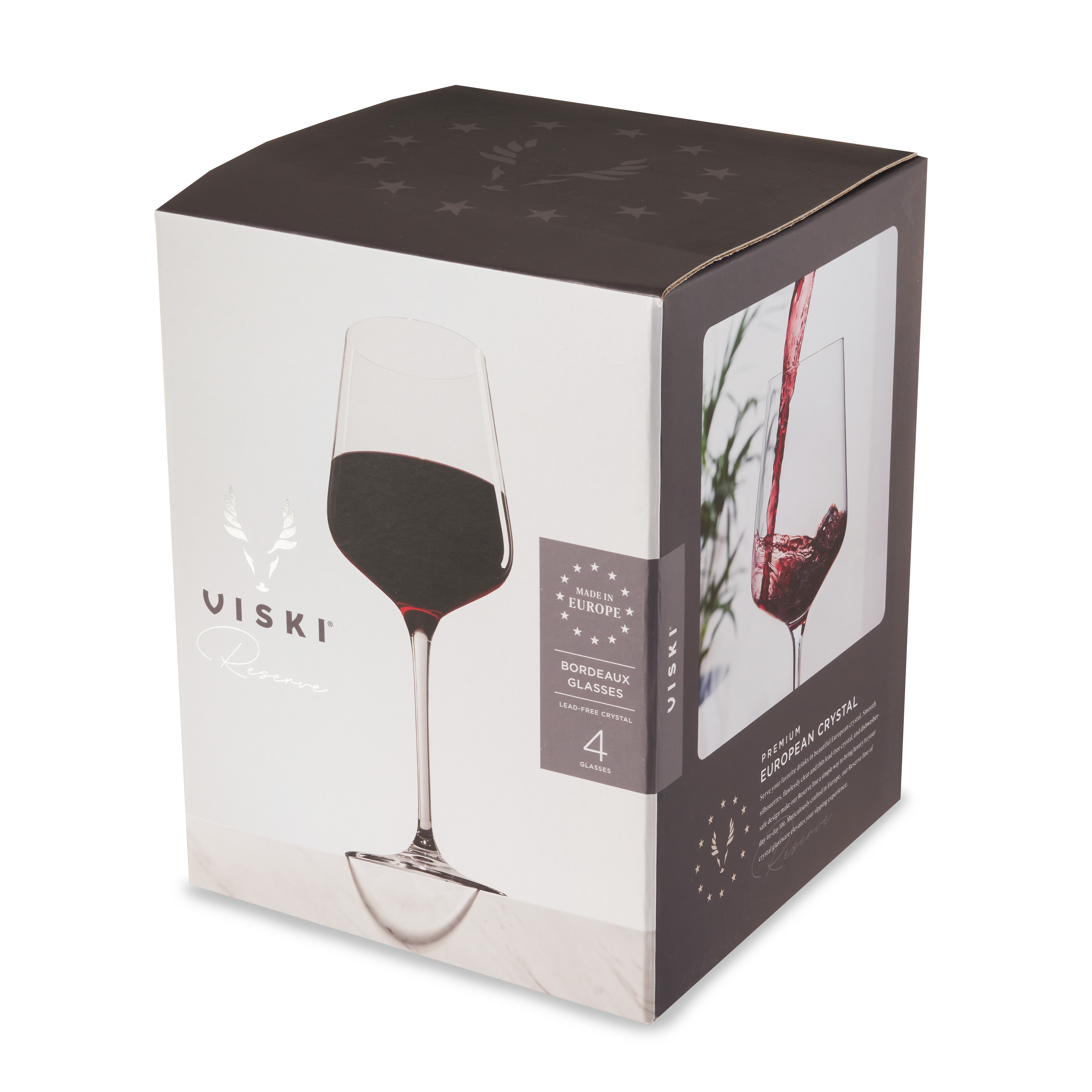 Viski® Reserve Inez Crystal Bordeaux Glass, set of 4 10