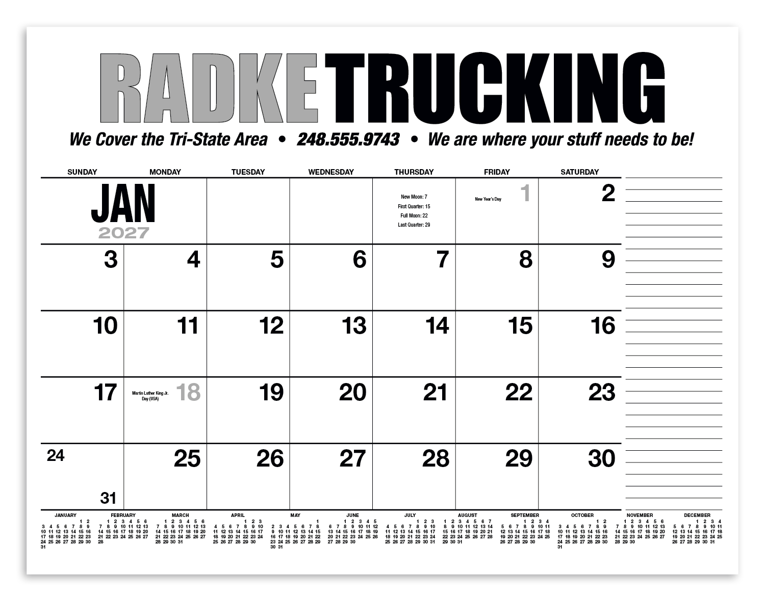 HotLine® Products 13-Month Desk Pad Calendar 63