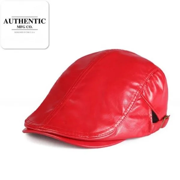 Autumn Winter PU Leather Beret Hat 3