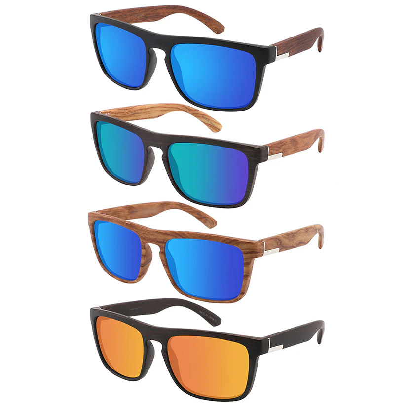 Assorted Mirror Frame Plastic Sunglasses Polarized Lens Wood Print Frame 1