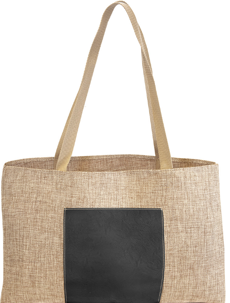 Black / Gold Laserable Leatherette Gusset Bag 1