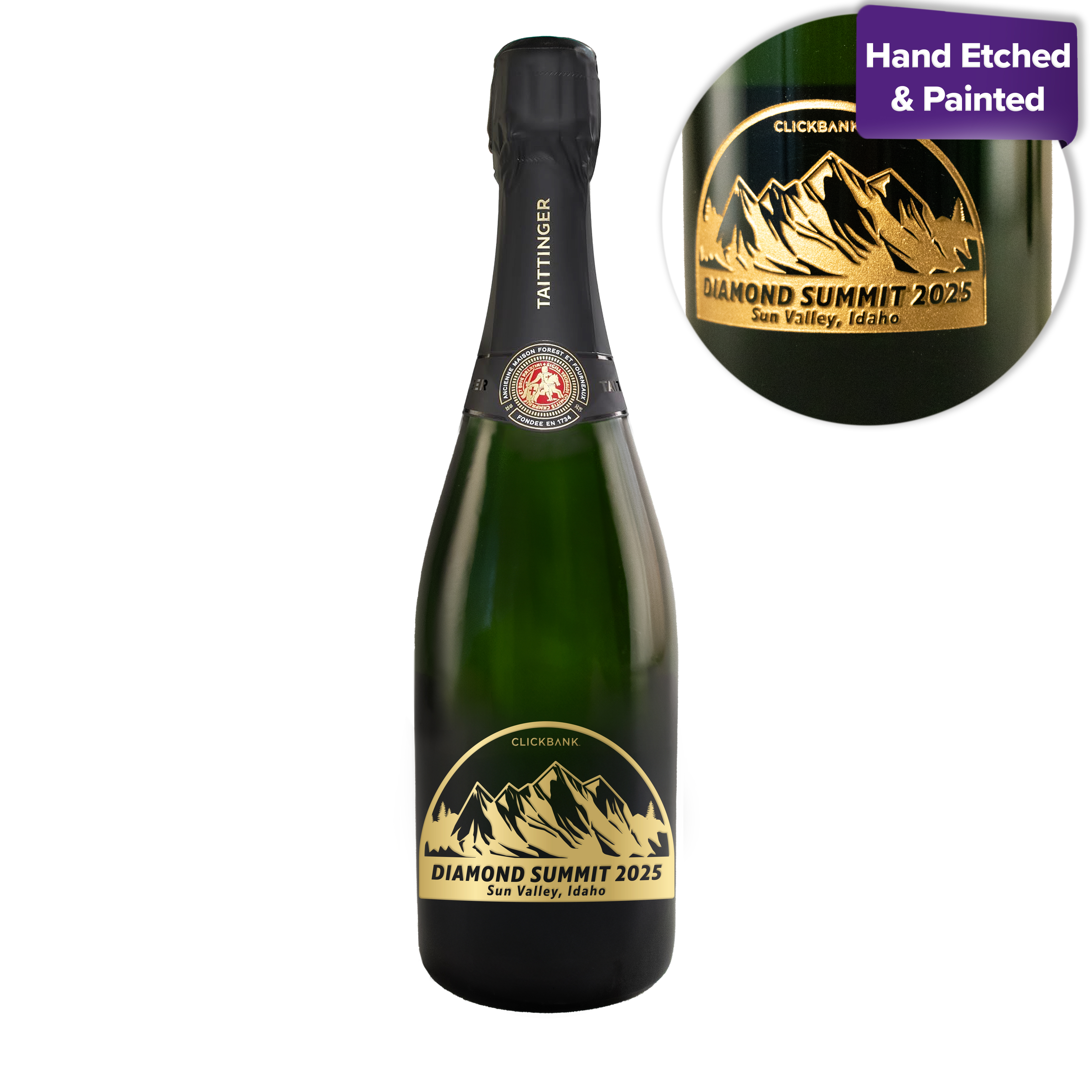 Etched Taittinger Brut La Française Champagne Bottle 5
