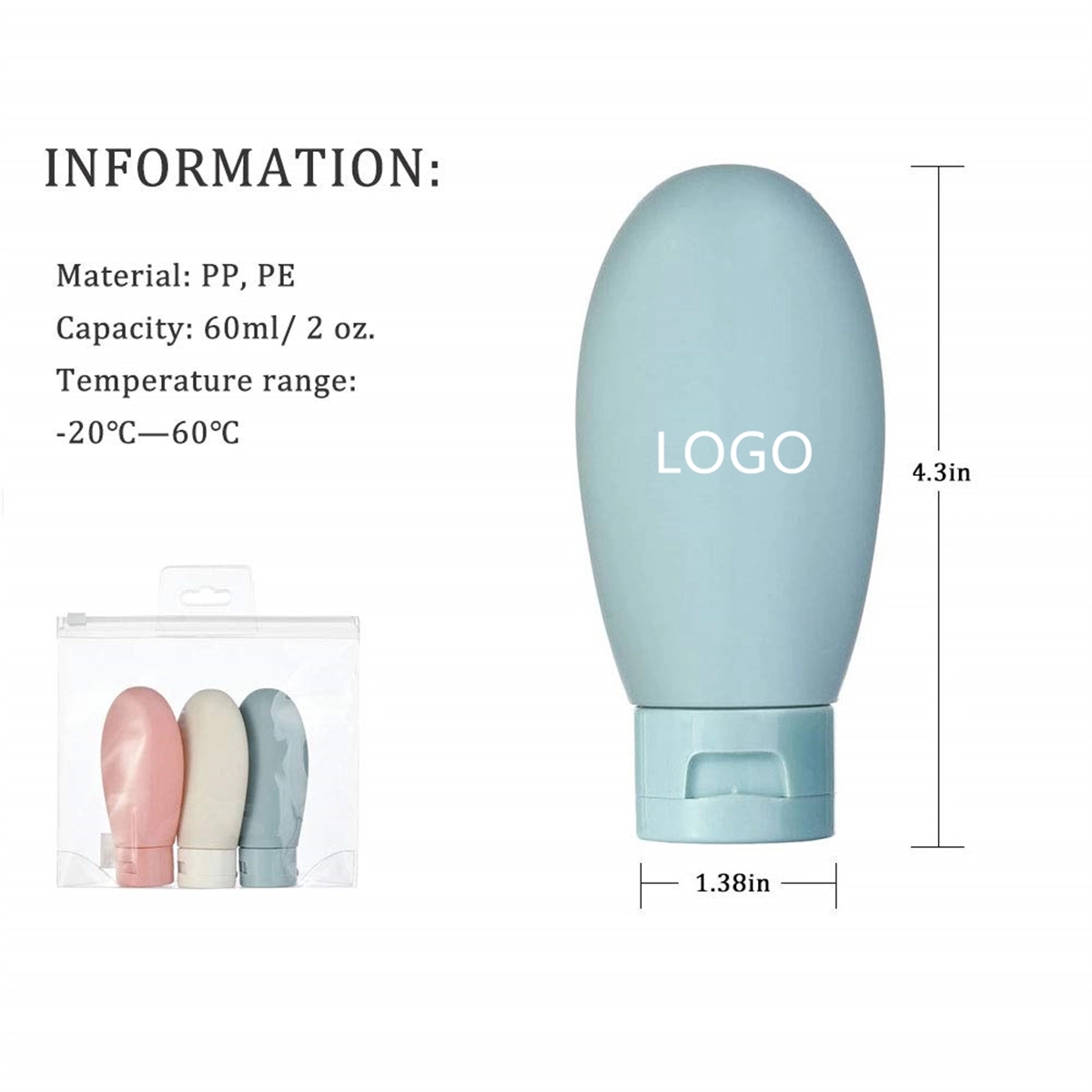 3-Pack 2 Oz/ 60Ml Travel Size Bottles 1