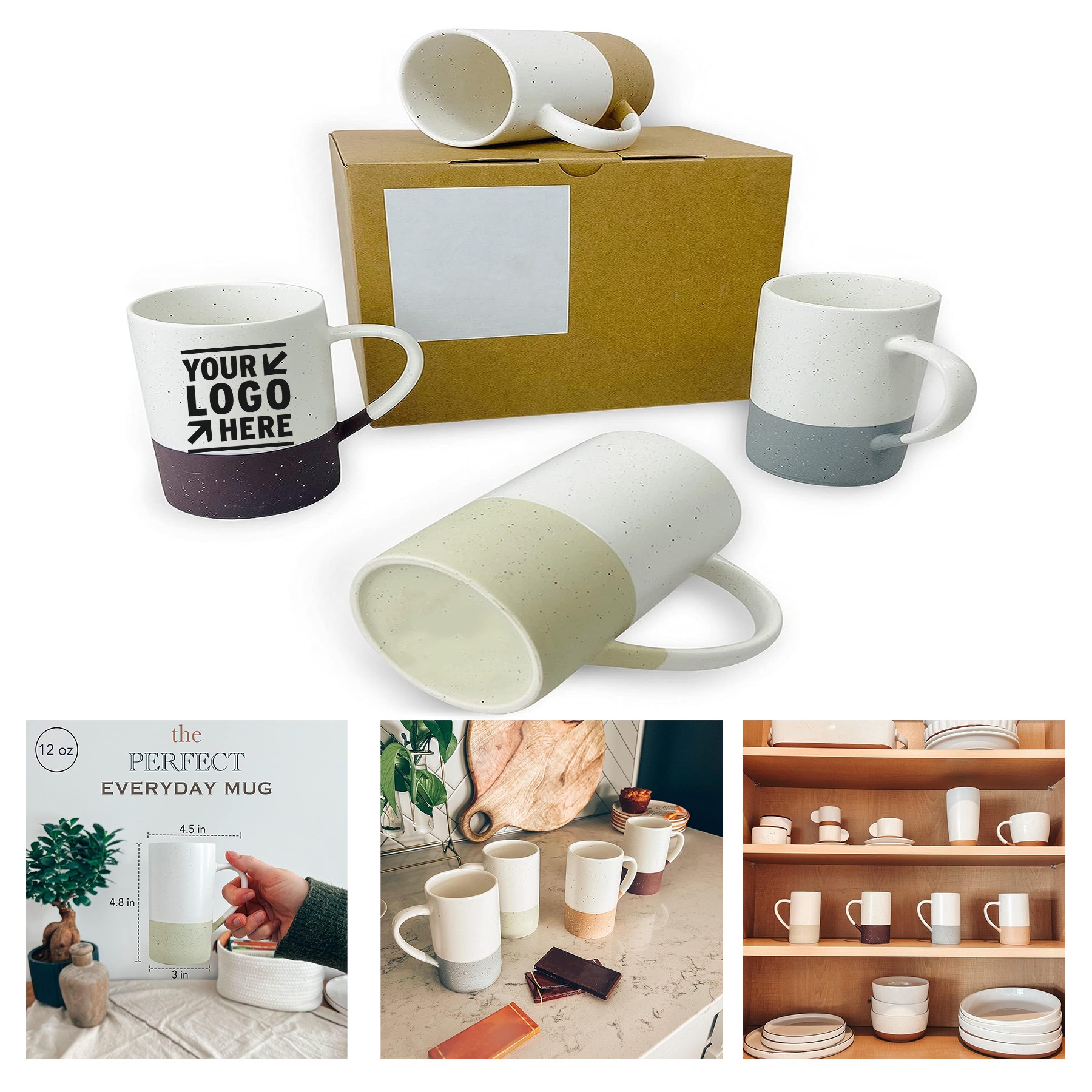 Modern Design Assorted Colors Microwave Dishwasher Safe Ceramics 12oz Coffee Mug Set of 4 1