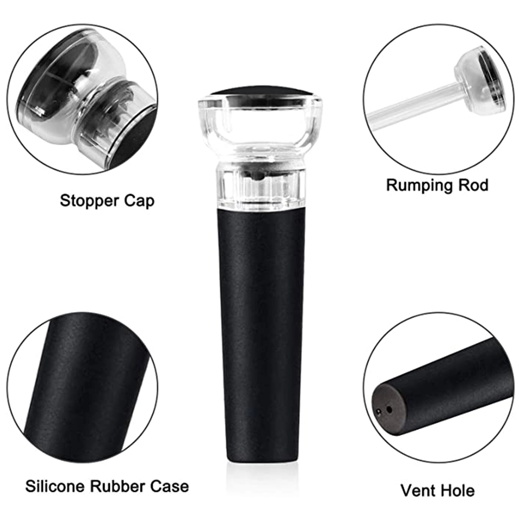 Reusable Vacuum Wine Stopper with Built-in Pump Leakproof 5