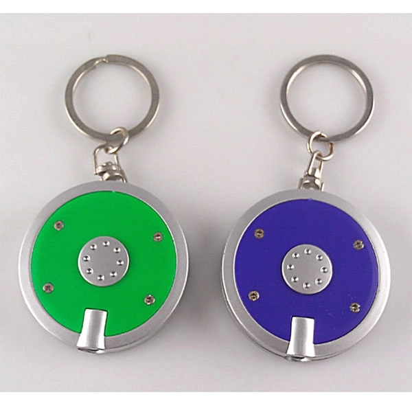Custom Round Shaped LED Flashlight Keychain 5