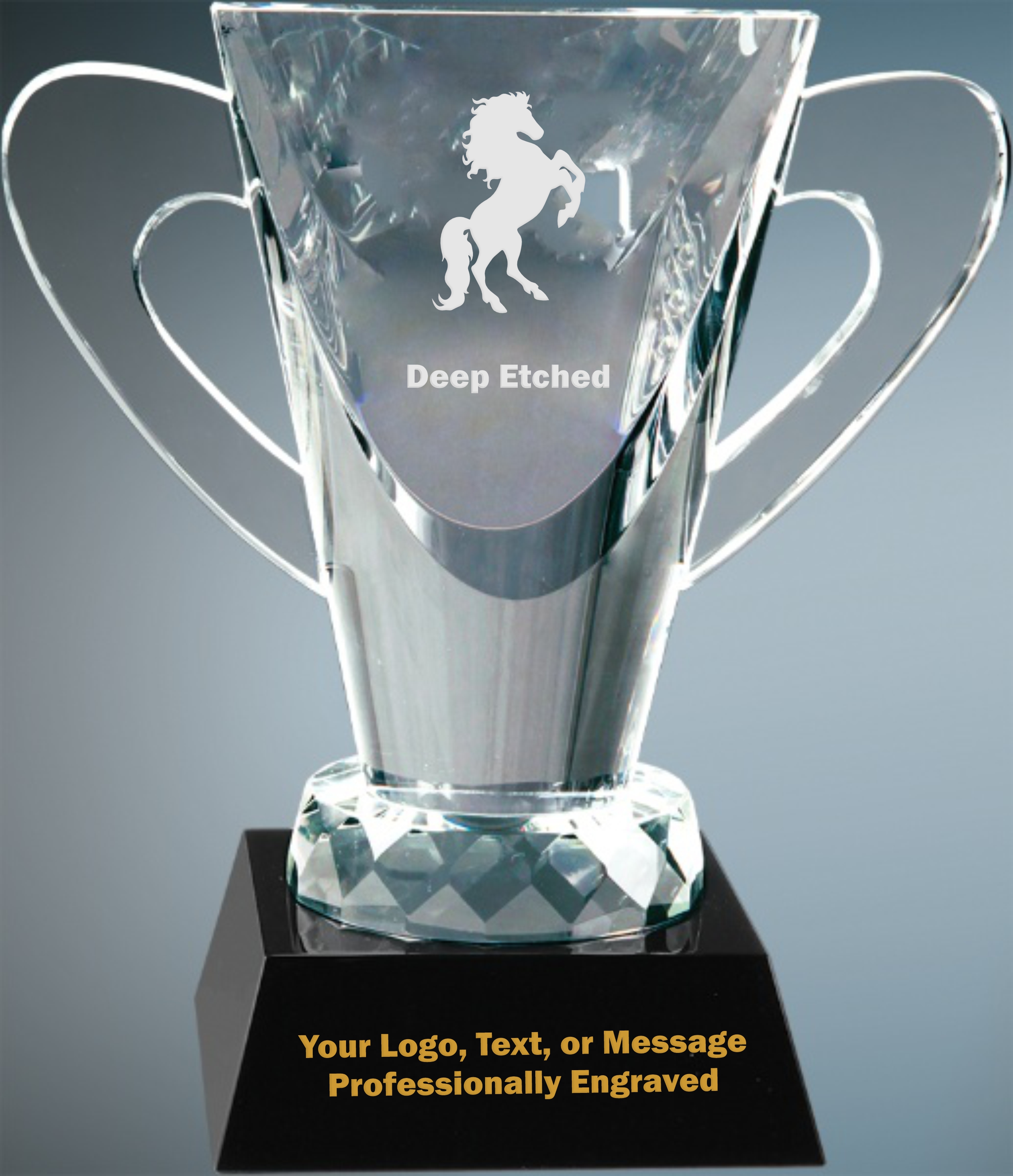 6 1/2" Crystal Cup on Black Pedestal Base Award