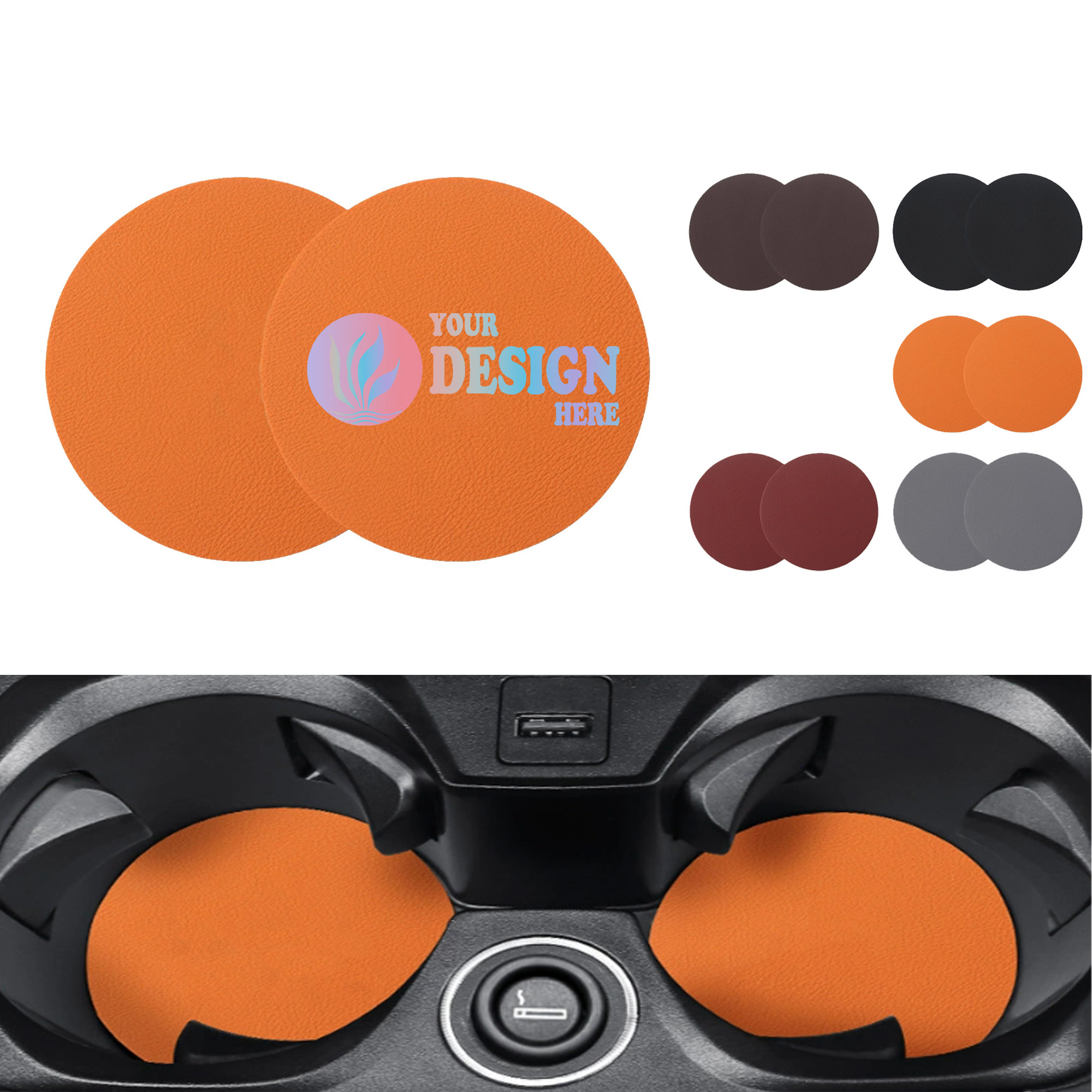 2 PC Set PU Car Coaster 2