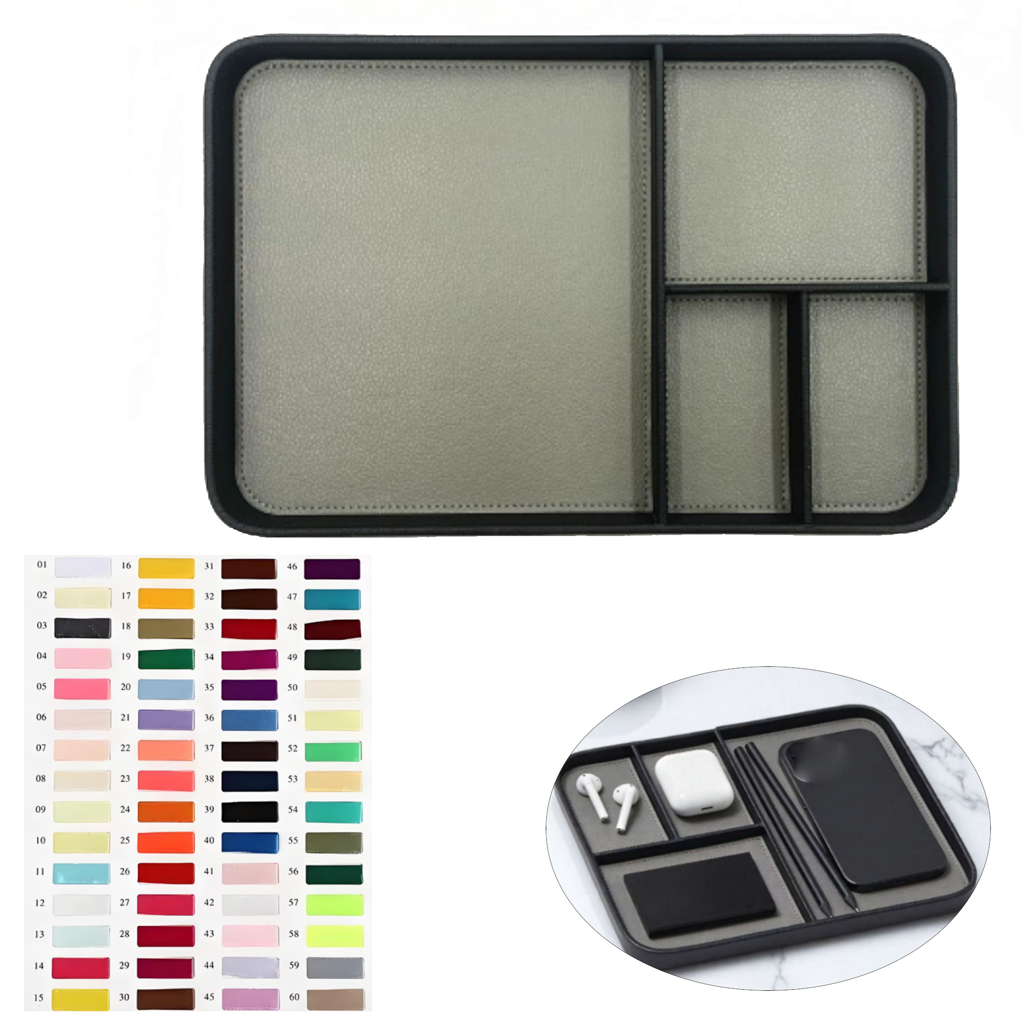 Square Leather Storage Tray 4