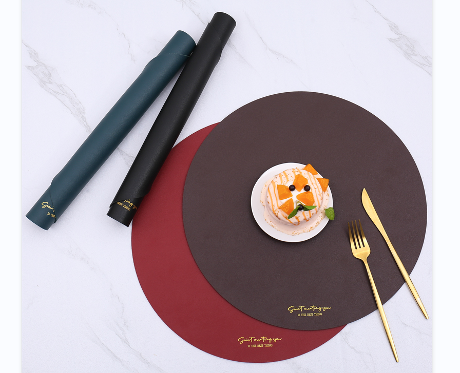 Round Leather Placemat Dining Mat 3