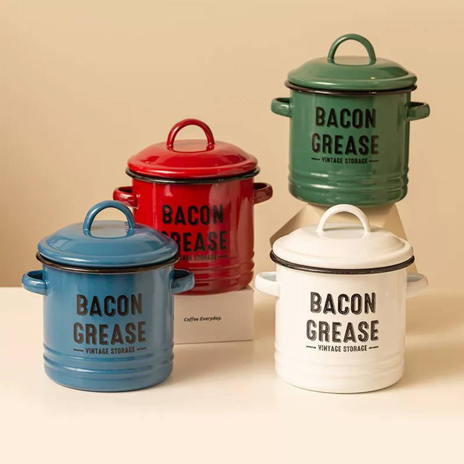 40 OZ Versatile Enamel Mug Bacon Grease Container 4