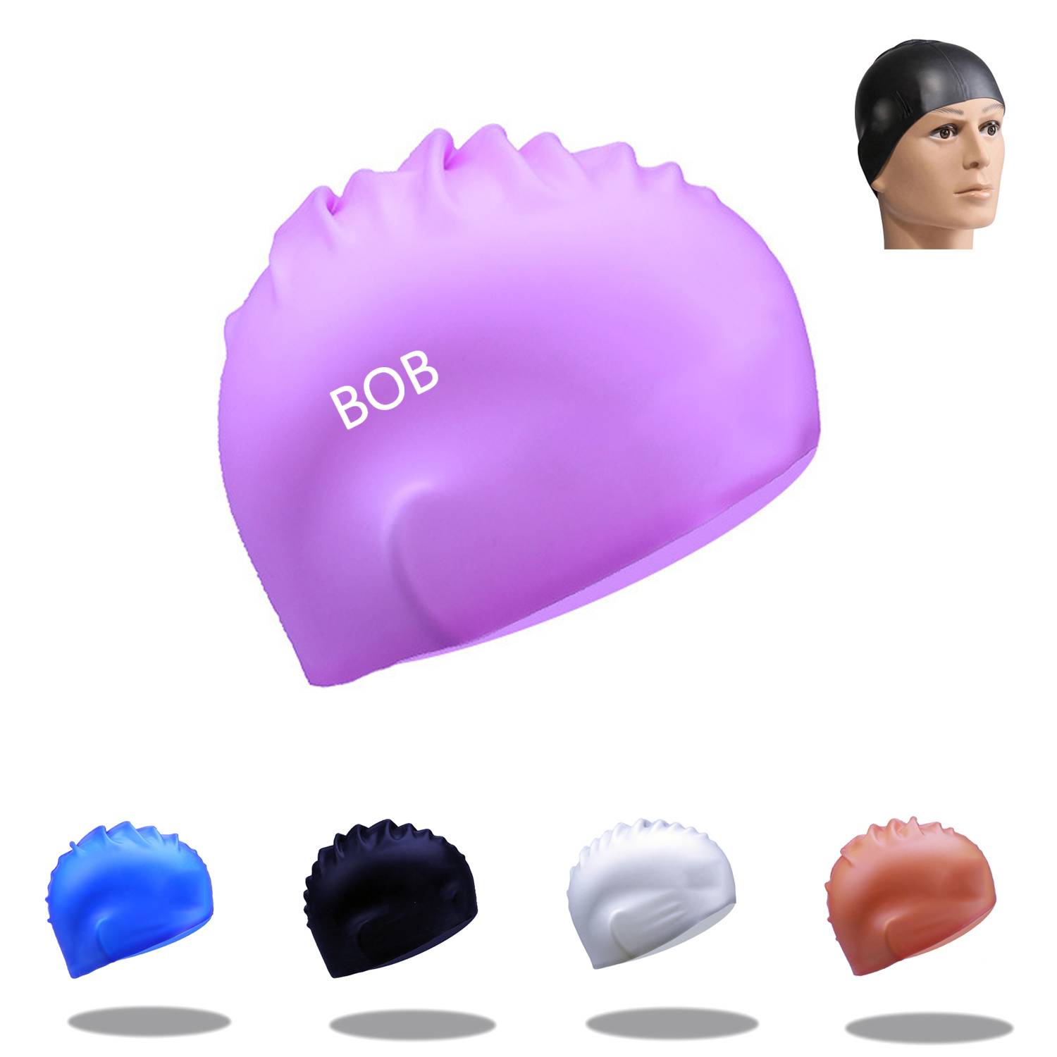 Waterproof Ear Protection Swimming Cap for Adult 1