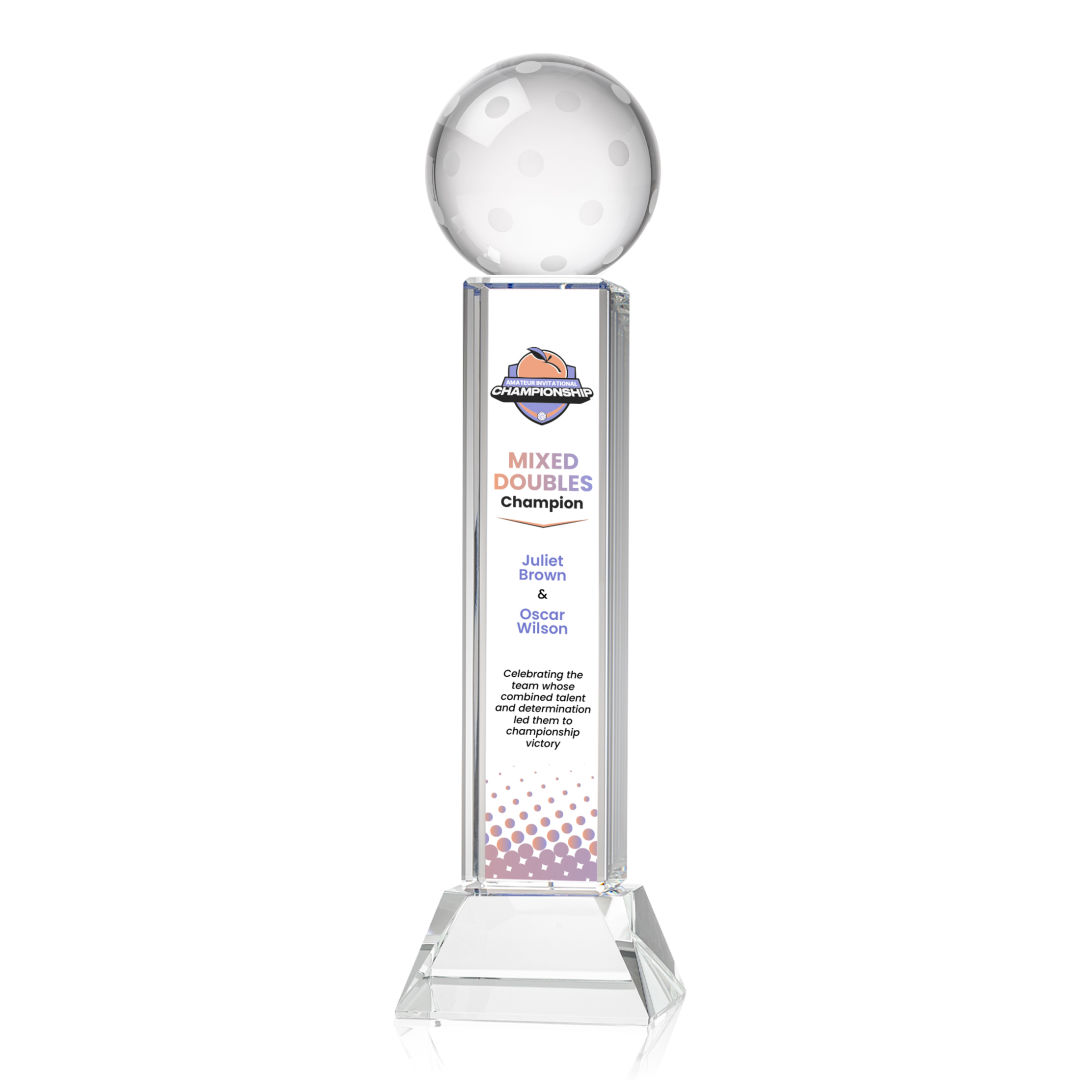 Pickleball VividPrint™ Award on Stowe Base - Clear 10
