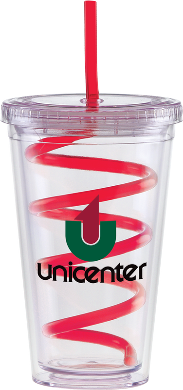 Carnival Cups-Color Curly Straw, Clear Lid 31