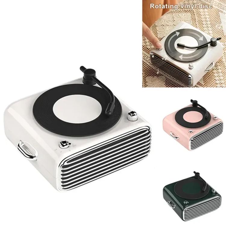 Retro Mini Bluetooth Speaker Vinyl Record Player Turntable 1