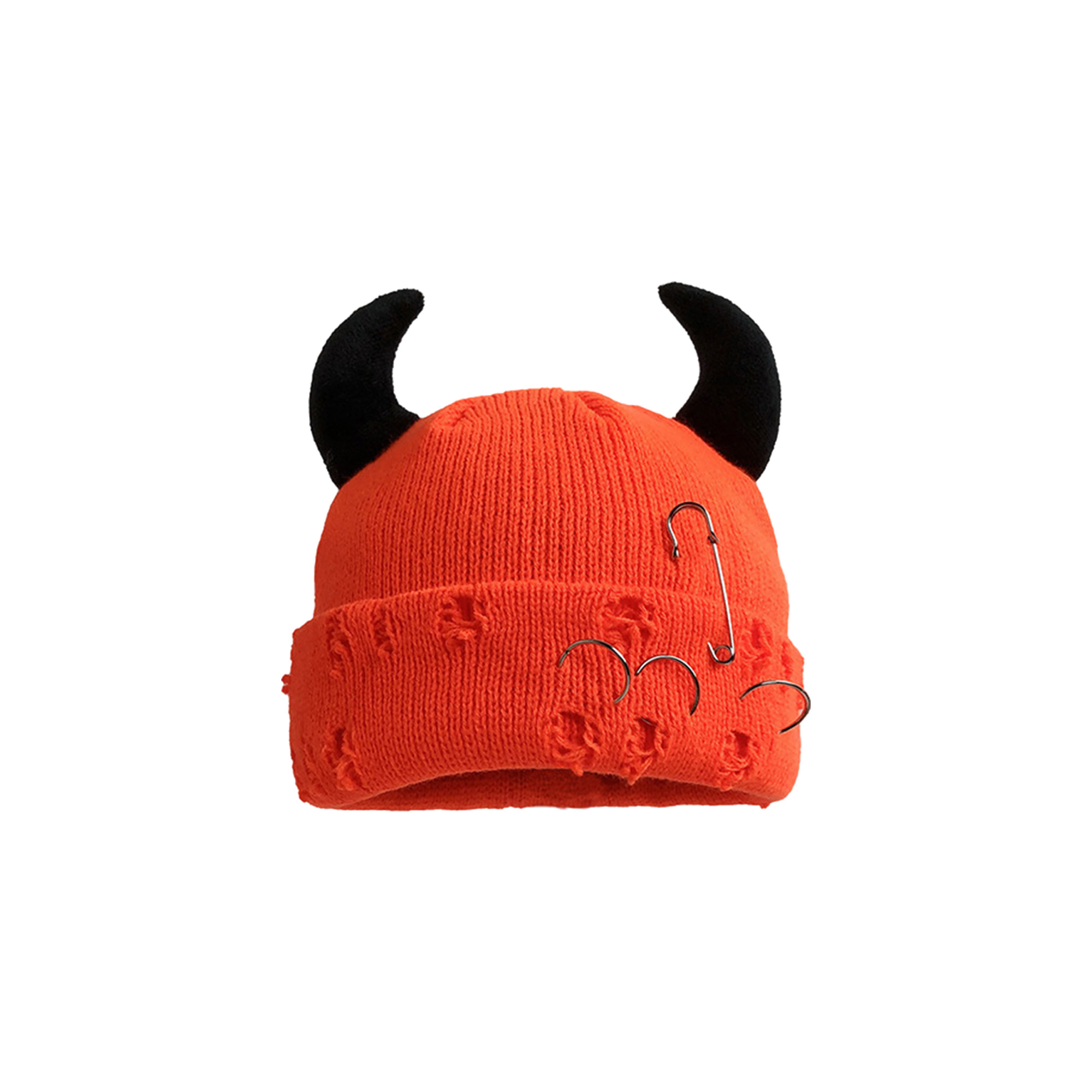 Custom Logo Horned Winter Knitted Hat 3
