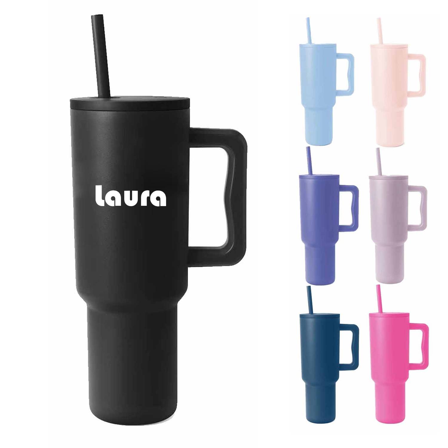 Stainless steel cups with handles and lids 1