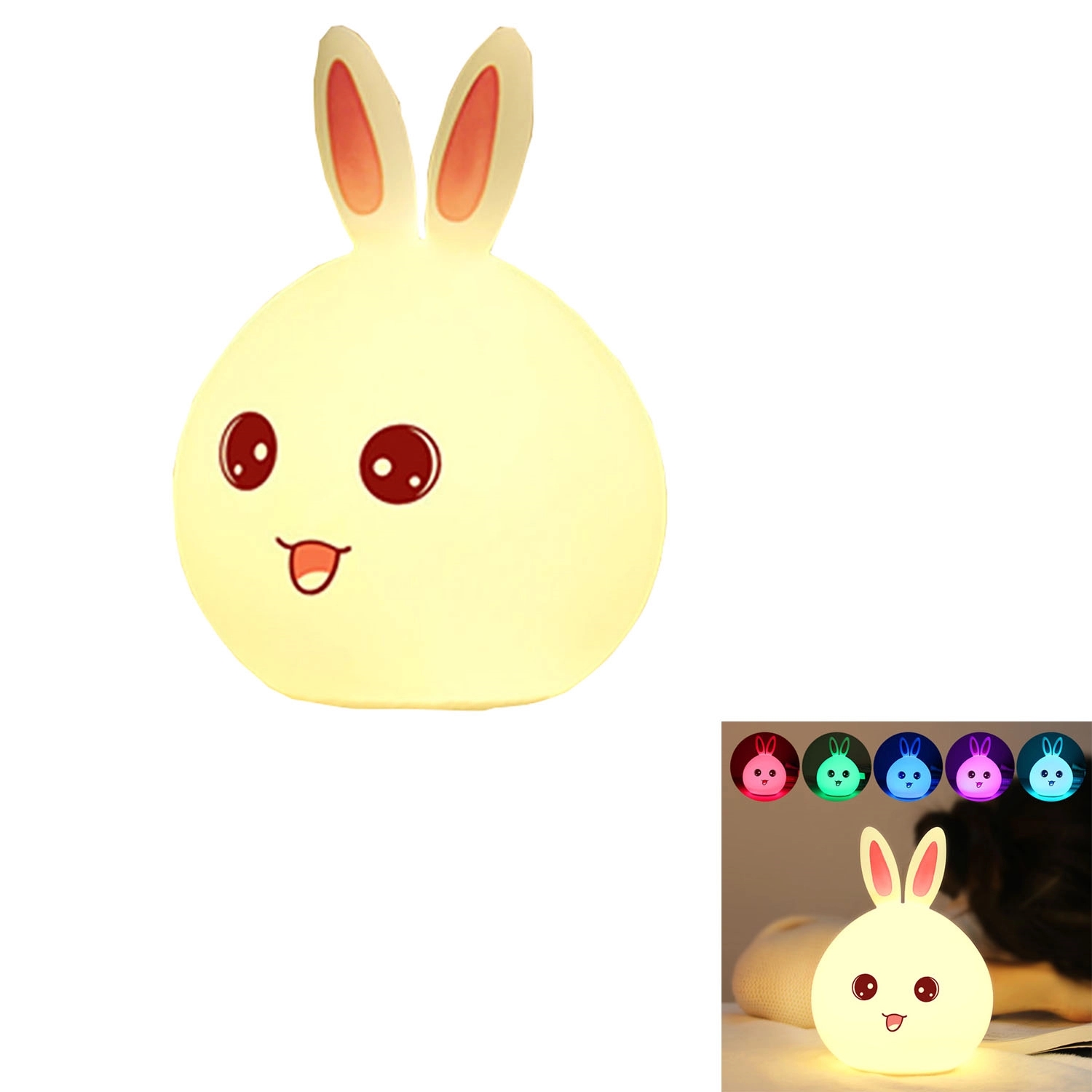 Cute Rabbit Multi-Color Silicone Nursery Night Light 5