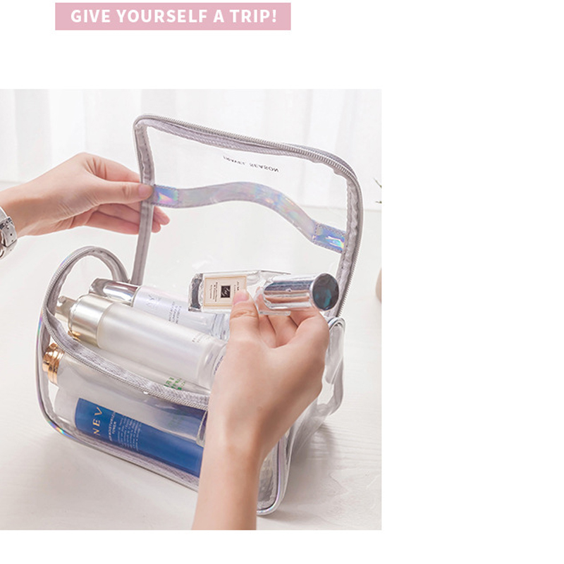 PVC Laser Transparent Waterproof Cosmetic Toiletry Kit 4