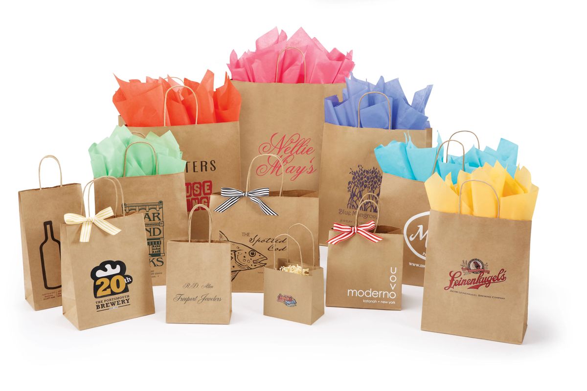 Natural Kraft Paper Shopping Bags (Large Sizes) Hot Stamped 1