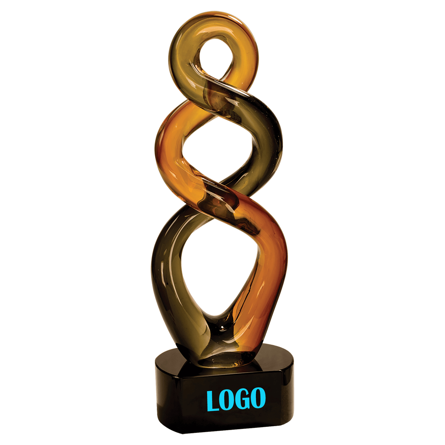 13 1/2" Brown Twist Art Glass Award 2