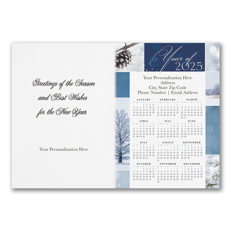 Winter Blues Holiday Folded Calendar Cards 3