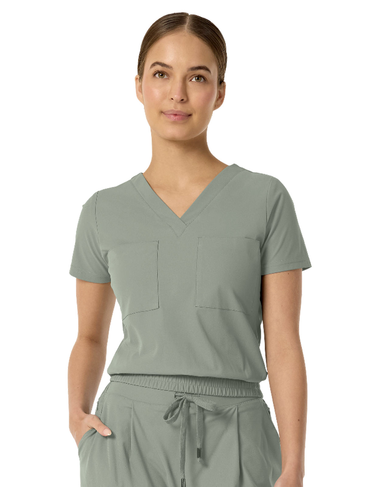 Parkley Kinetic - Women's Two-Pocket CELINE Tuck Band V-Neck Top 5