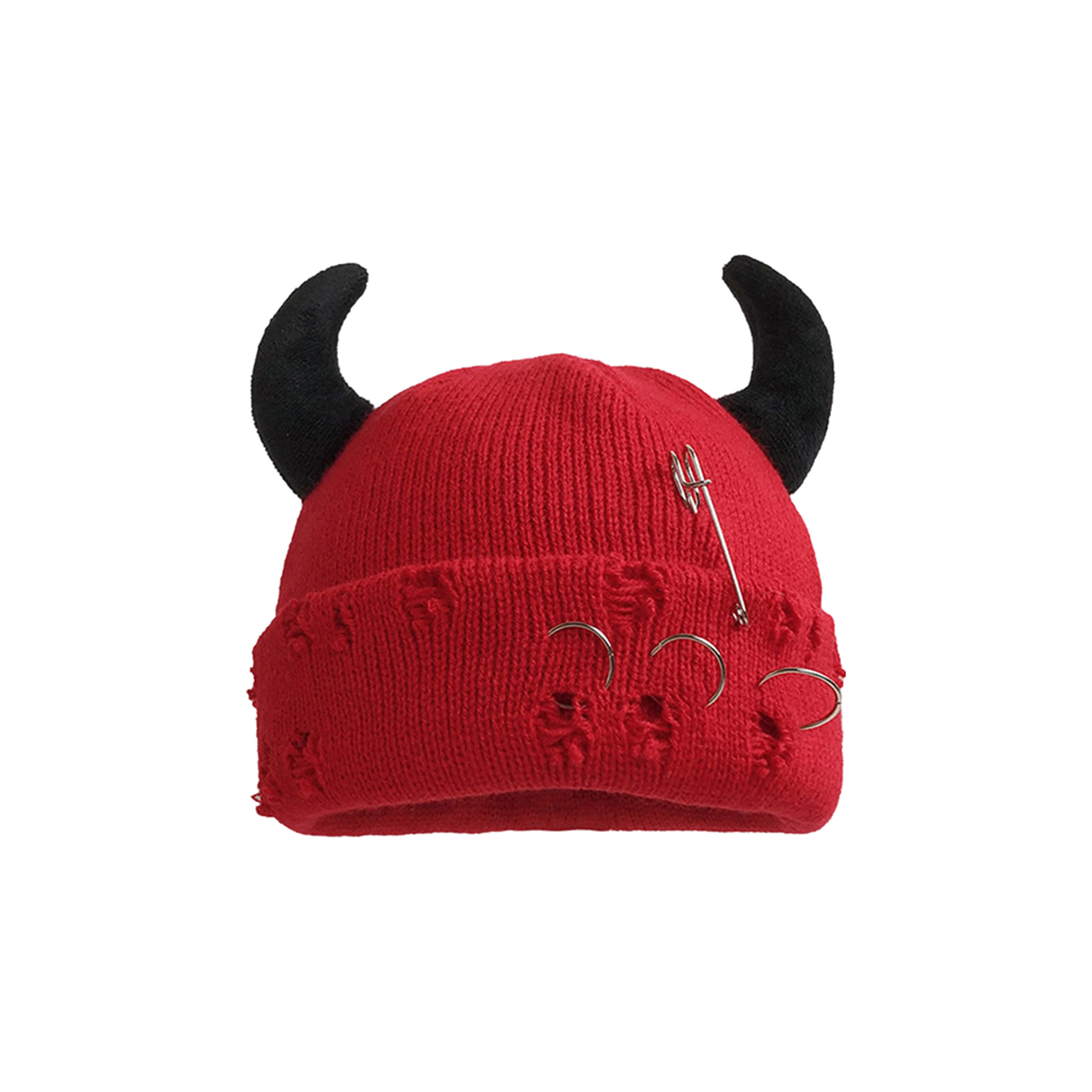 Custom Logo Horned Winter Knitted Hat 9