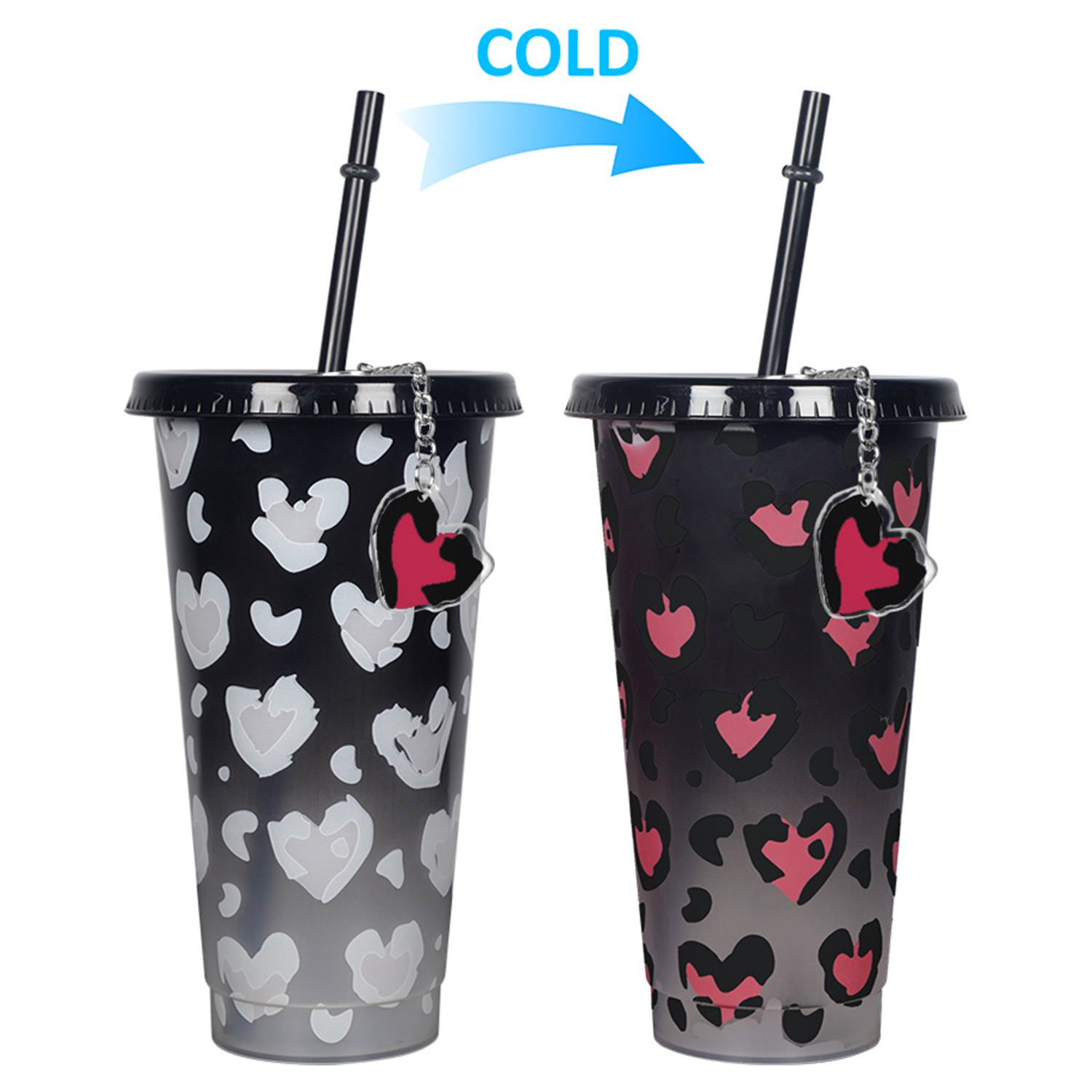 24oz Heart Shaped Color Changing Plastic Cup 6