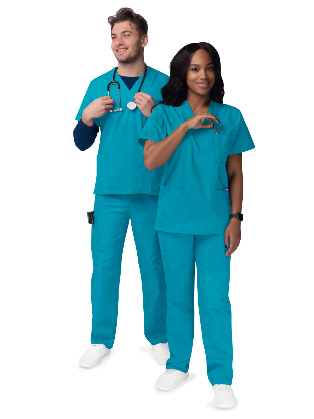 Adar - Sivvan - Unisex V-Neck Top Drawstring Pant Scrub Set 50