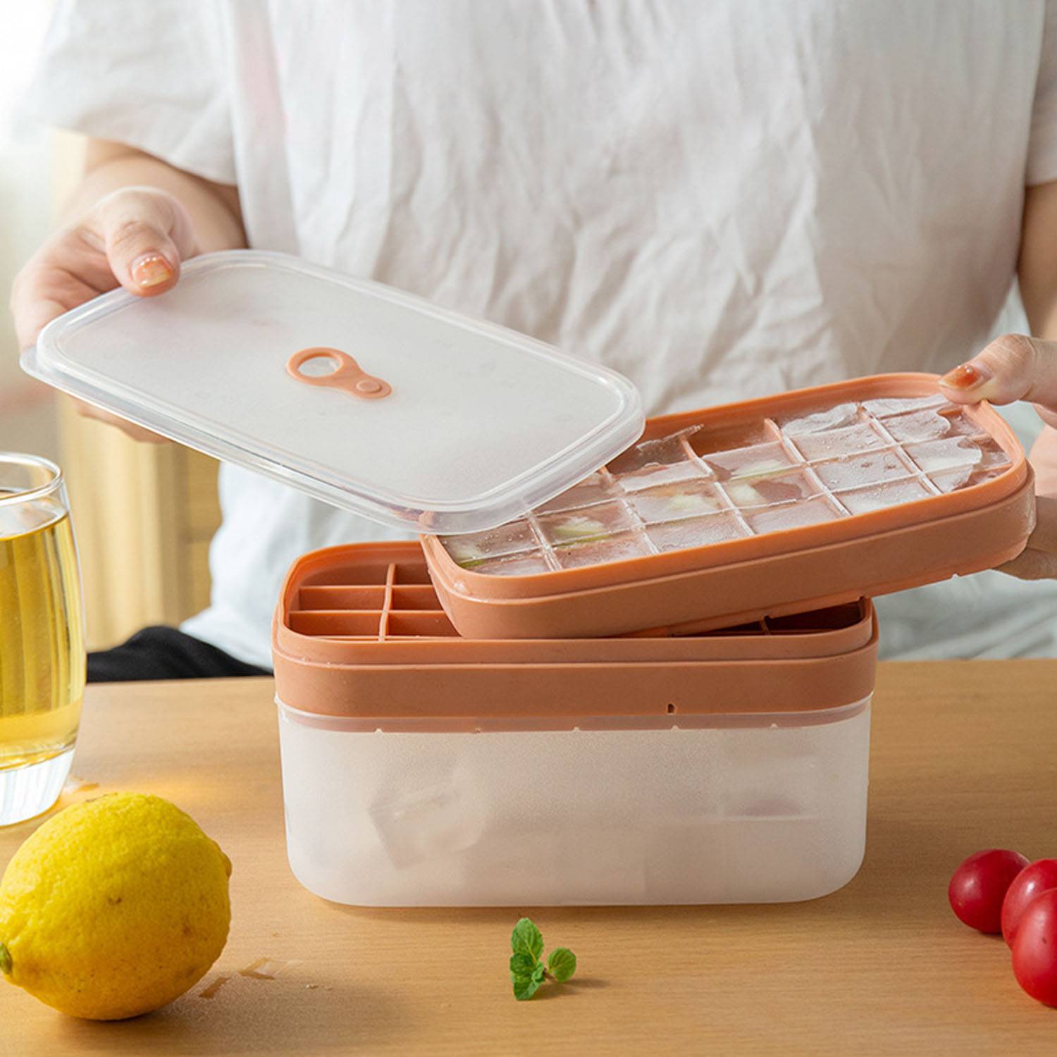 2 in 1 Silicone Ice Cube Tray w/ Storage Box 6
