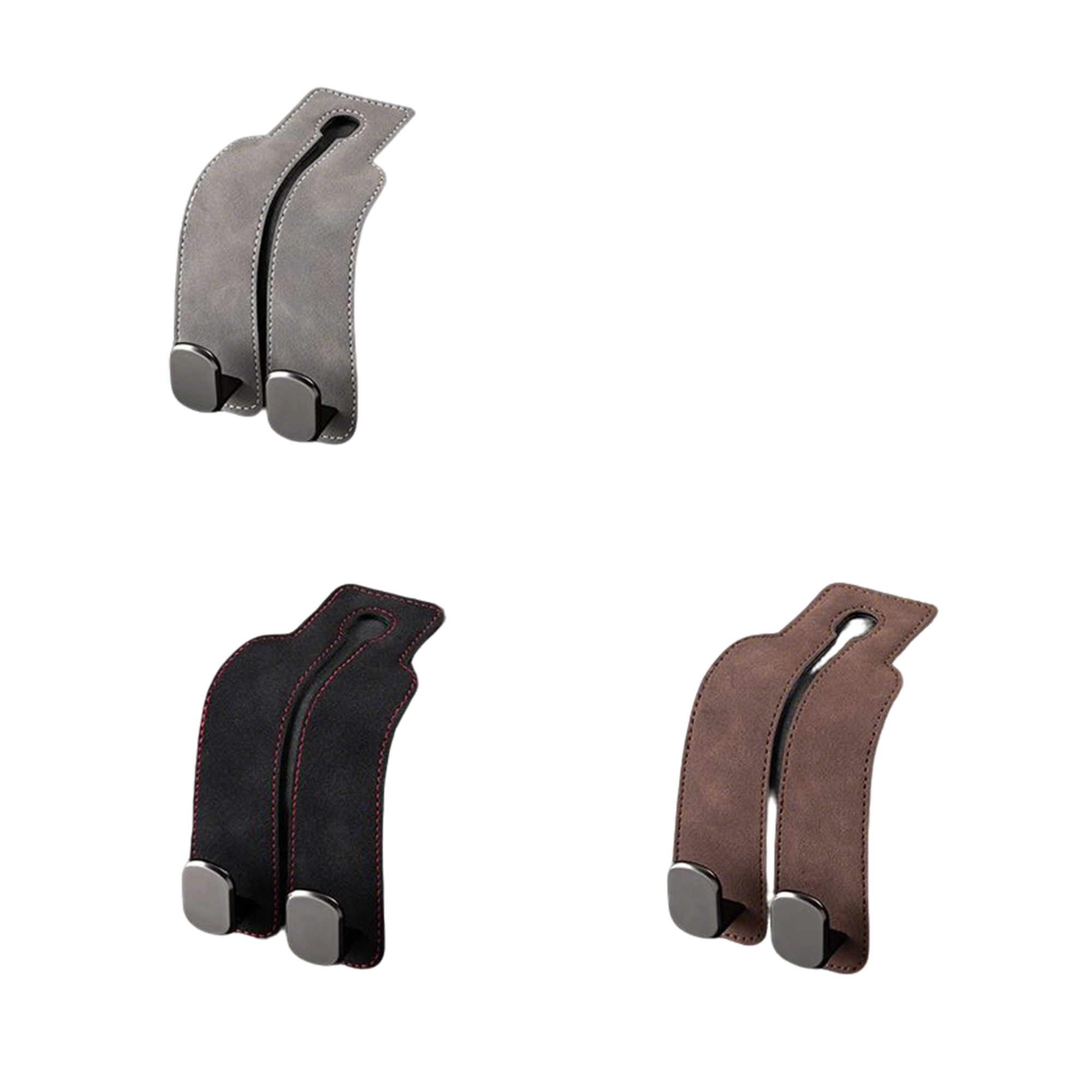 Alloy Headrest Utility Hook With Faux Leather Cover 6.69" Length X 3.35" Width 4