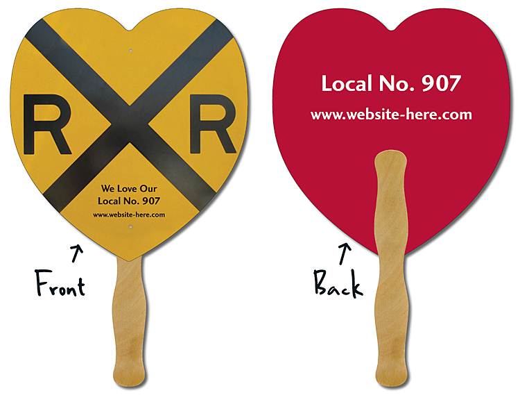 Hand Fan - 8.5x8 Heart Shaped Laminated - 14 pt. 2