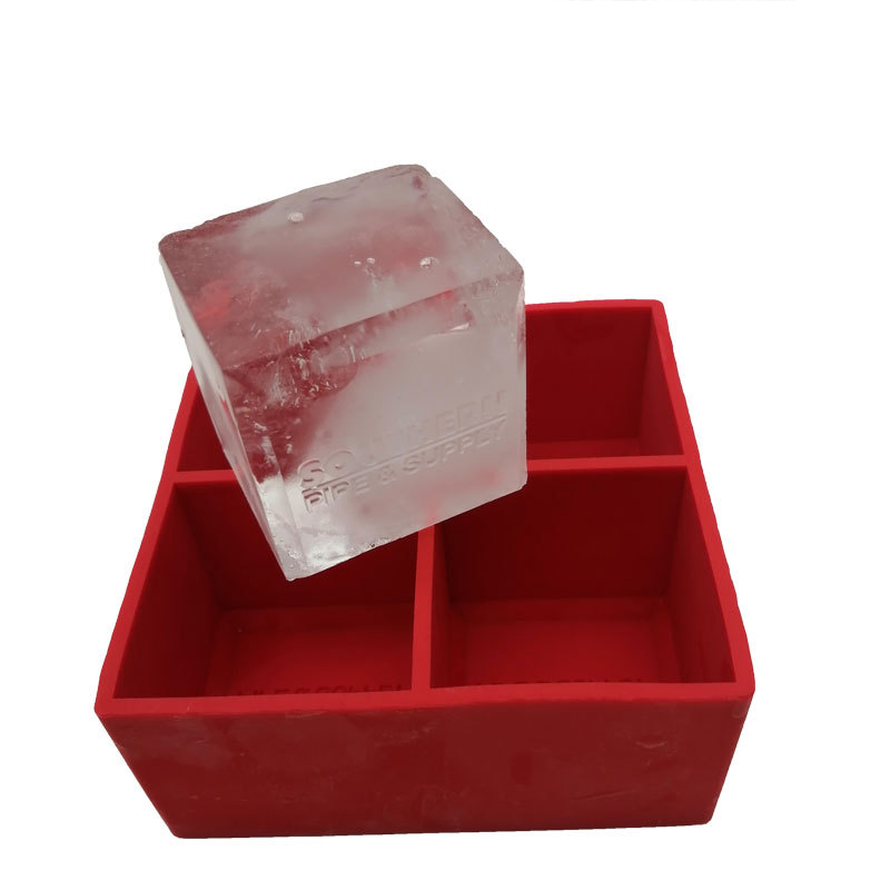 4 Cavity Silicone Ice Cube Tray with Lid 2