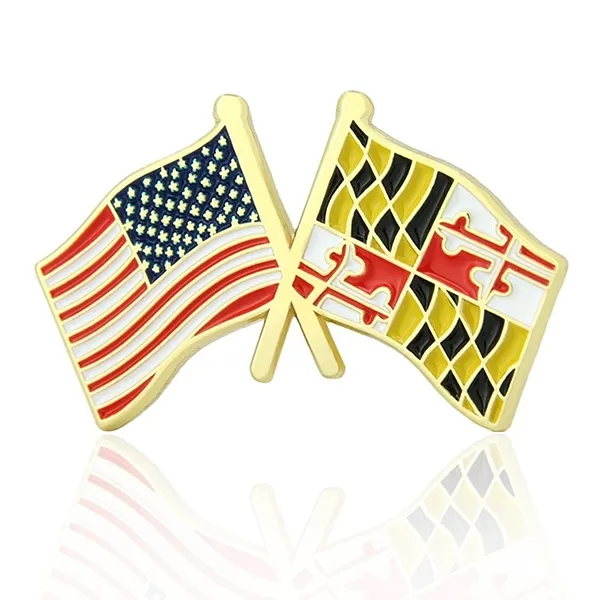 Stock Crossed Flag Pin (USA & USA) 2