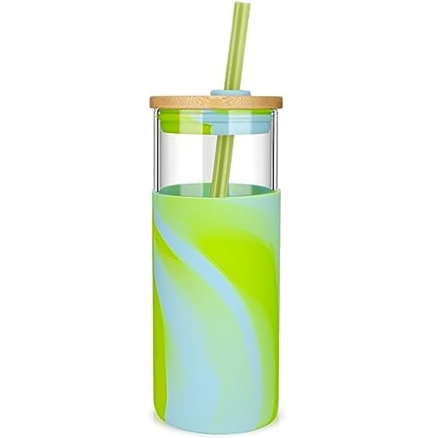20 Oz Glass with Bamboo Lid and Straw 16